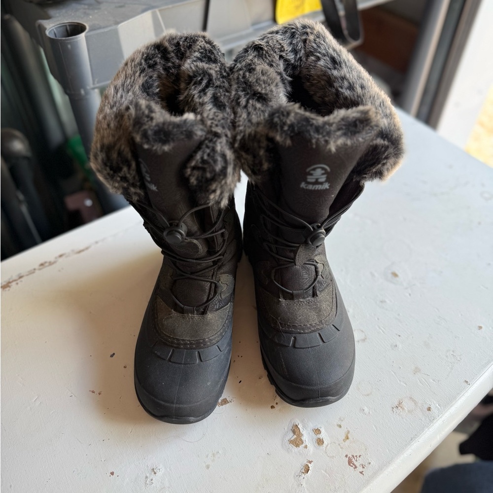 Kamik Black and Gray Rain & Snow Boots with Rugged Design